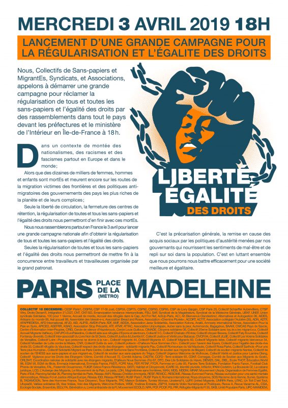 appel pour la régularisation et l'égalité des droits